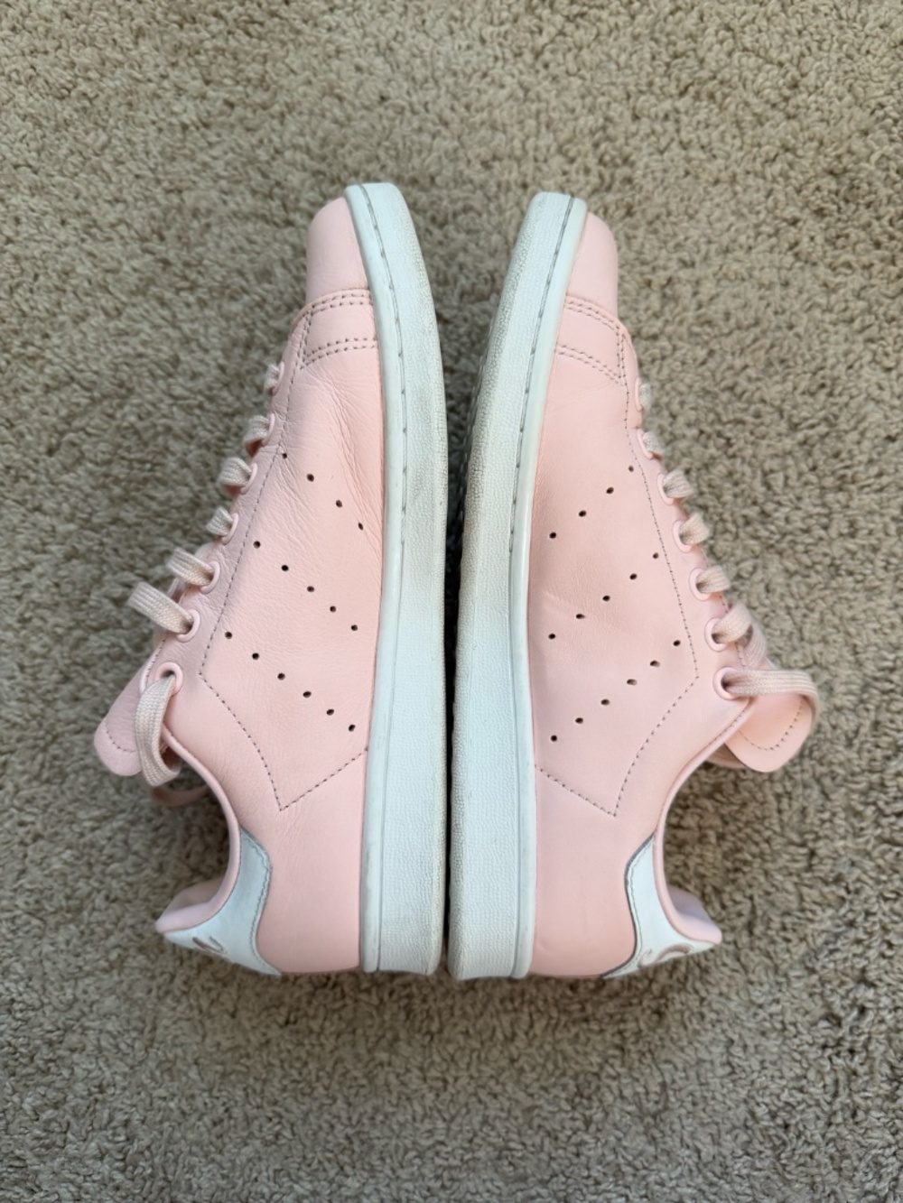 Adidas Stan Smith Pink Leather Sneakers Size US 6.5 Cursive Script Heel EE7708 - Picture 2 of 8